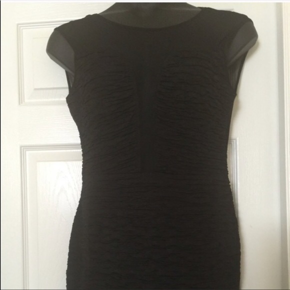 Timely size XL ballet pink & black waffle like mini dress with mesh back & front - Picture 2 of 9